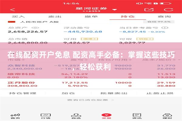 在线配资开户免息 配资高手必备：掌握这些技巧，轻松获利